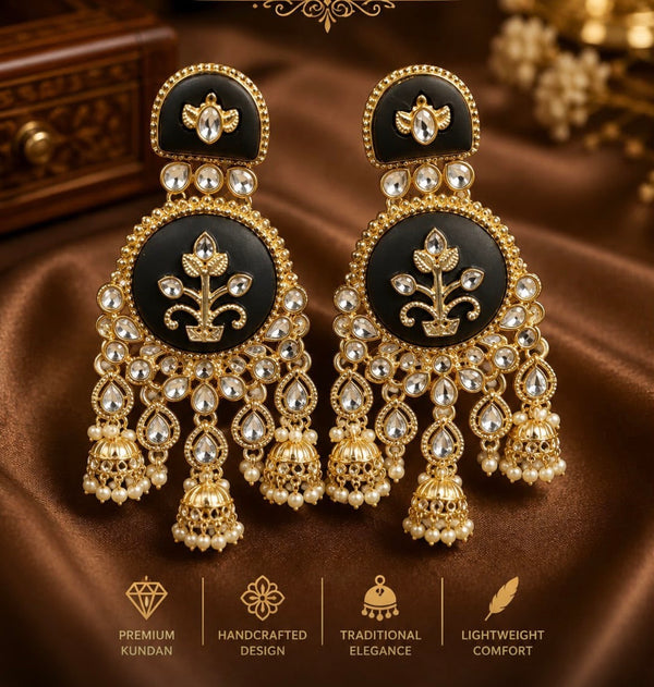 Ivory Blossom Kundan Jhumka Earrings
