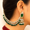 Emerald Bridal Ear Chain Jhumka Earrings