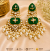 Royal Emerald Kundan Pearl Chandbali Earrings