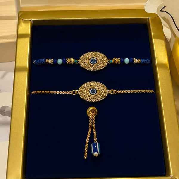 Royal Evil Eye Twin Rakhi Set